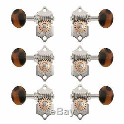 Waverly Guitar Tuners with Dark Tortoise Knobs for Solid Pegheads, Nickel, 3L/3R