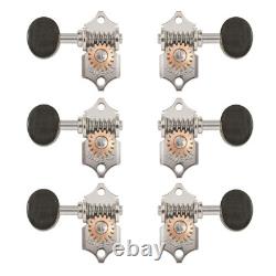 Waverly Guitar Tuners with Ebony Knobs, for Solid Pegheads, Nickel, 3L/3R