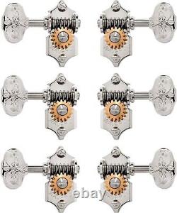 Waverly Guitar Tuners with Engraved Knobs for Solid Pegheads, Nickel, 3L/3R