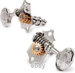 Waverly Guitar Tuners with Engraved Knobs for Solid Pegheads, Nickel, 3L/3R