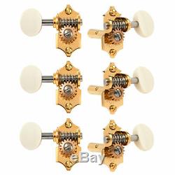 Waverly Guitar Tuners with Ivoroid Knobs for Slotted Pegheads, Gold, 3L/3R