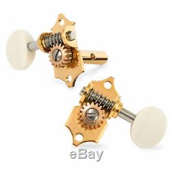 Waverly Guitar Tuners with Ivoroid Knobs for Slotted Pegheads, Gold, 3L/3R