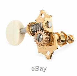 Waverly Guitar Tuners with Ivoroid Knobs, for Solid Pegheads, Gold, 3L/3R