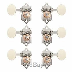 Waverly Guitar Tuners with Ivoroid Knobs, for Solid Pegheads, Nickel, 3L/3R