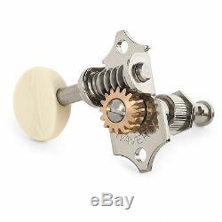 Waverly Guitar Tuners with Ivoroid Knobs, for Solid Pegheads, Nickel, 3L/3R