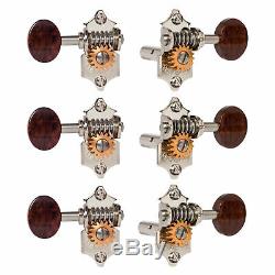 Waverly Guitar Tuners with Snakewood Knobs for Slotted Pegheads, Nickel, 3L/3R