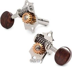 Waverly Guitar Tuners with Snakewood Knobs for Slotted Pegheads, Nickel, 3L/3R