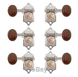 Waverly Guitar Tuners with Snakewood Knobs, for Solid Pegheads, Nickel, 3L/3R