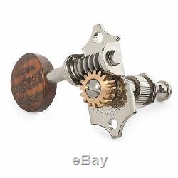 Waverly Guitar Tuners with Snakewood Knobs, for Solid Pegheads, Nickel, 3L/3R