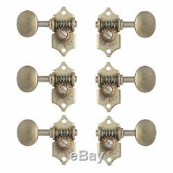 Waverly Guitar Tuners with Vintage Oval Knobs-Solid Peghead, Relic nickel, 3L/3R