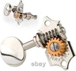 Waverly Guitar Tuners with Vintage Oval Knobs, for Solid Pegheads, Nickel, 3L/3R