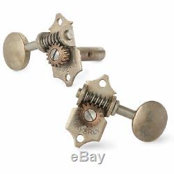 Waverly Slotted Peghead Guitar Tuners withVintage Oval Knobs, Relic Nickel, 3L/3R