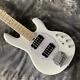 White Electric Bass Guitar 5 String Stingray HH Pickups Fixed Bridge Open Tuner