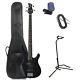 Yamaha TRBX174 4-String Bass Guitar Pack Deluxe Bag, Clip-On Tuner, Stand, Black