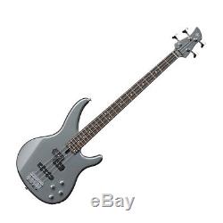 Yamaha TRBX204 Gray Metallic Bass Guitar Gold Pack with Case, Stand, Tuner, Cable