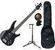 Yamaha TRBX204GLB Galaxy Black 4-String Bundle with Tuner, Bag and Stand