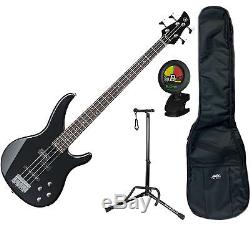 Yamaha TRBX204GLB Galaxy Black 4-String Bundle with Tuner, Bag and Stand